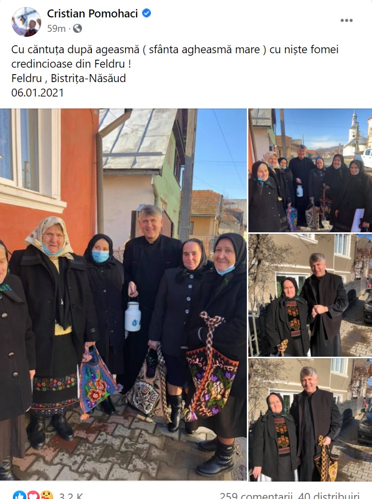 Pomohaci nu renunță la hainele sfinte, și pace! Boboteaza l-a prins la Feldru, îmbrăcat în preot și fără mască