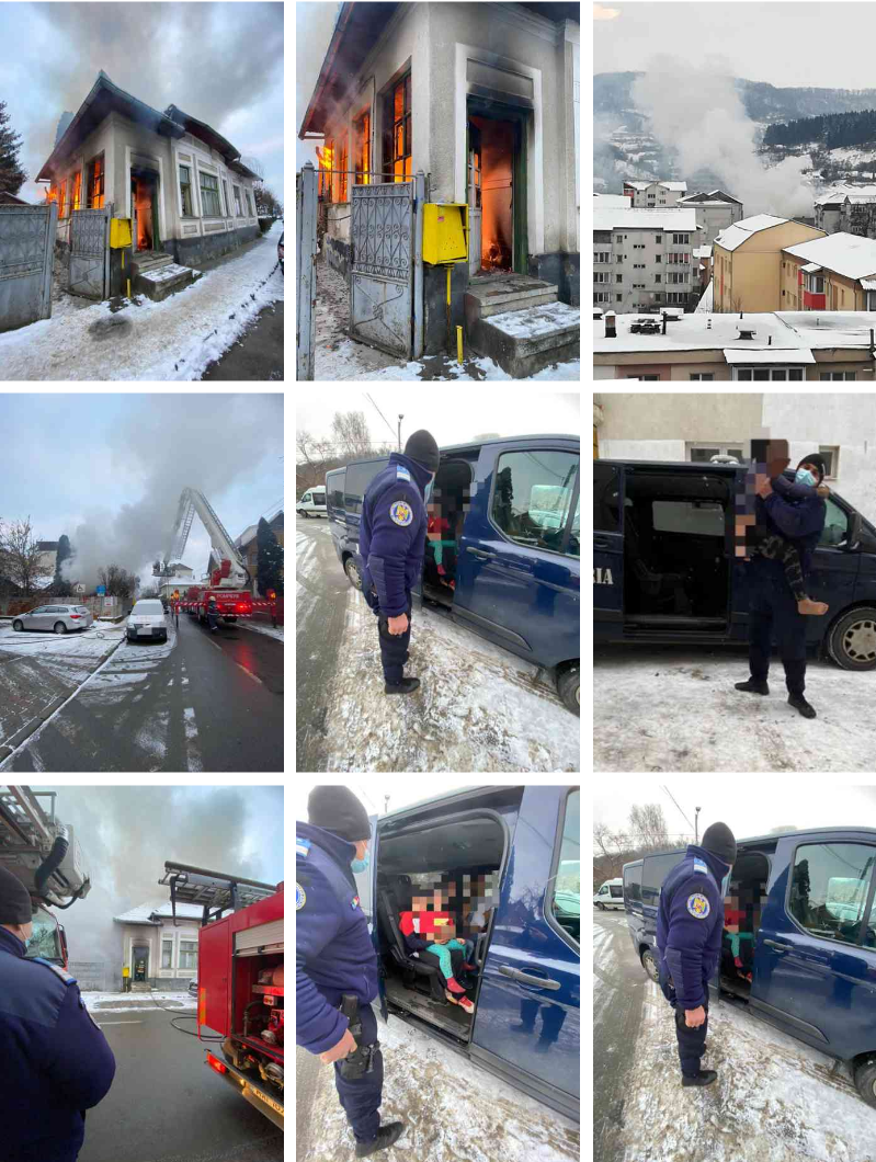 Casă din cartierul Ștefan cel Mare, cuprinsă de flăcări; șapte persoane au fost evacuate (FOTO)